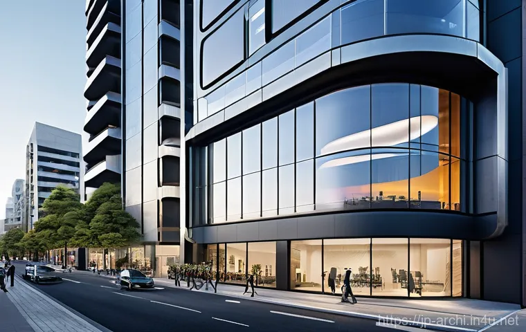 건축 구조 이해하기 - **Japanese High-Rise with Advanced Seismic Technology**
    A highly detailed, photorealistic image ...