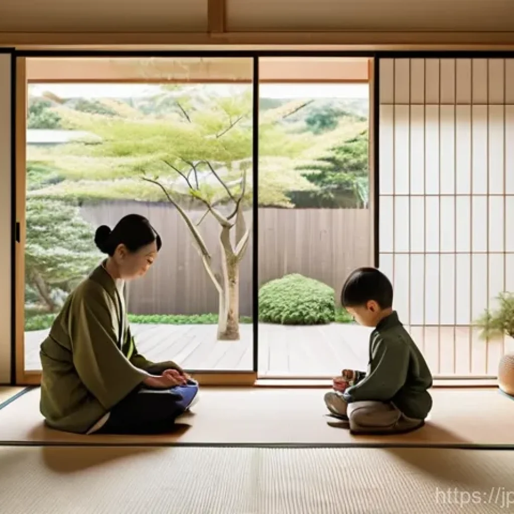 건축 설계와 공간의 기능적 배열 - **Prompt:** A modern Japanese family living room with a flexible, open-plan layout. Natural light fl...