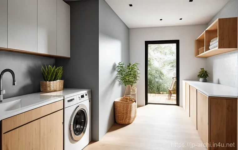 건축 설계와 공간의 기능적 배열 - **Prompt:** A modern Japanese family living room with a flexible, open-plan layout. Natural light fl...