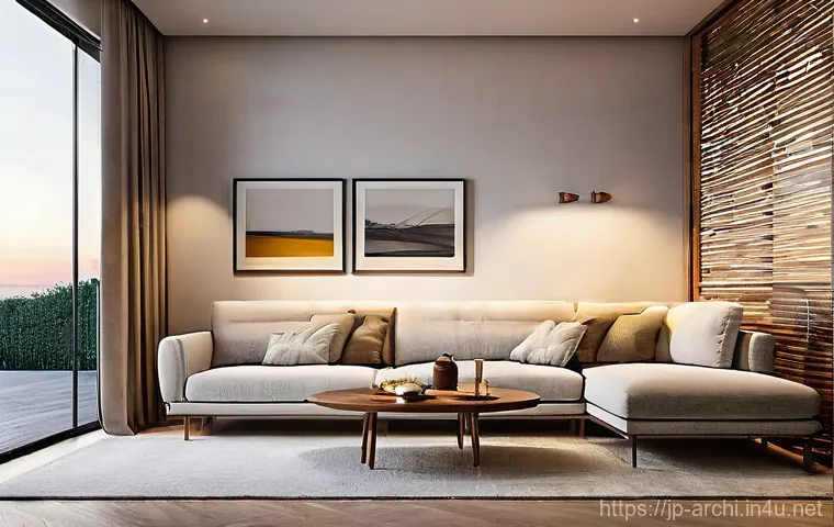 건축 설계에서 조명 계획하기 - **Prompt 1: Serene Evening Living Room with Human-Centric Warm Lighting**
    A tranquil and modern ...