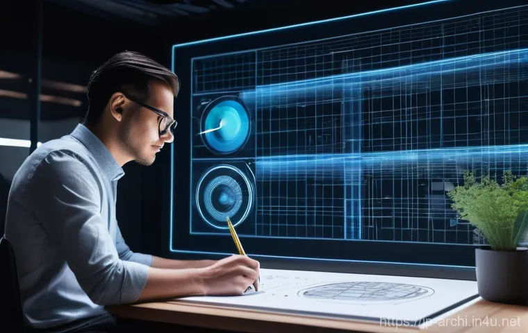 건축학도 취업 준비 가이드 - **Prompt 1: AI-Powered Architectural Design Collaboration**
    "A bright, futuristic architectural ...